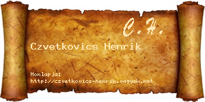 Czvetkovics Henrik névjegykártya